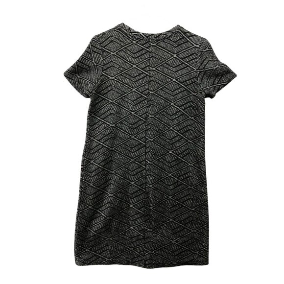 Zara Short Sleeve Shift Dress Size S Black White Printed Knit Stretch Sweater - Picture 2 of 10